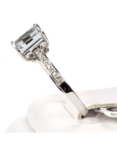 Anello Oro Bianco Acquamarina e Diamanti