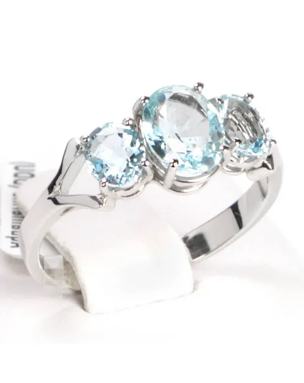 Anello Oro Bianco Acquamarina
