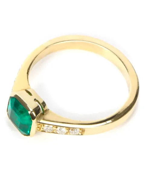 Anello Oro Smeraldo Colombiano e Diamanti