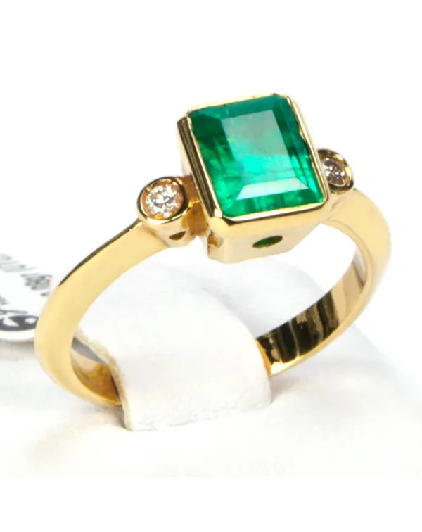 Anello Oro Smeraldo Colombiano e Diamanti