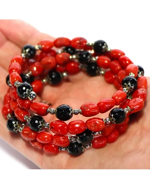 Bracciale con Corallo e Onice