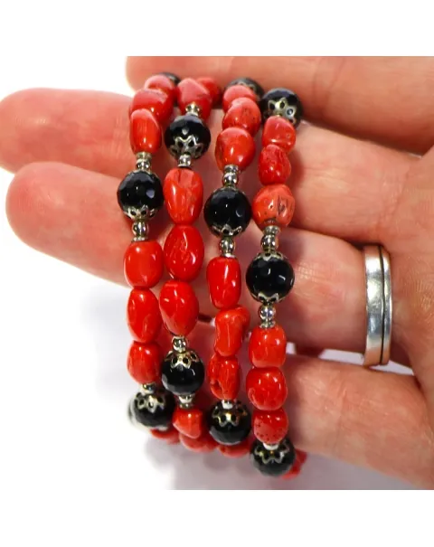 Bracciale con Corallo e Onice