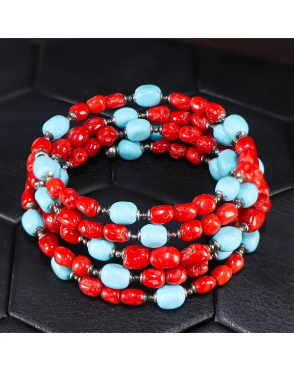 Bracciale con Corallo e Turchese