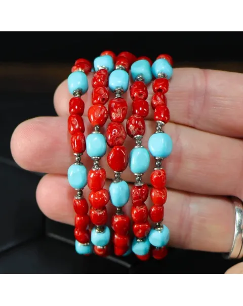 Bracciale con Corallo e Turchese