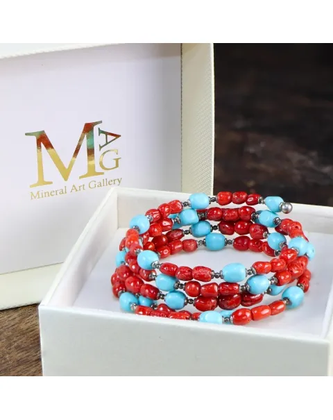 Bracciale con Corallo e Turchese