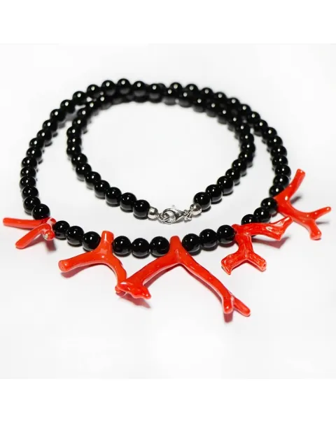 Collana in Corallo e Onice 