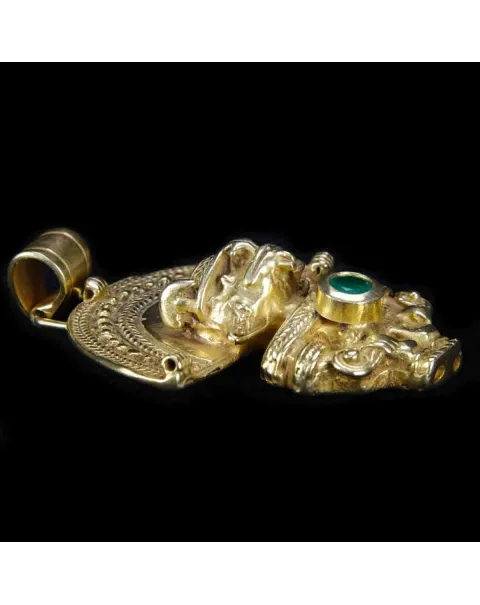 Pendente Naylamp in Argento e Oro con Smeraldo