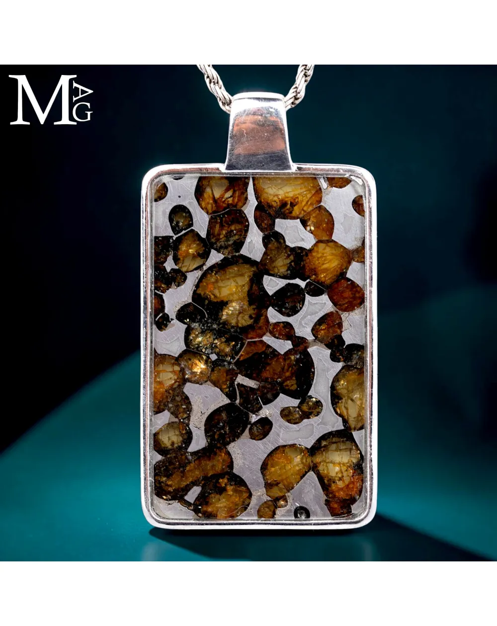 Pendente in Argento con Meteorite Pallassite