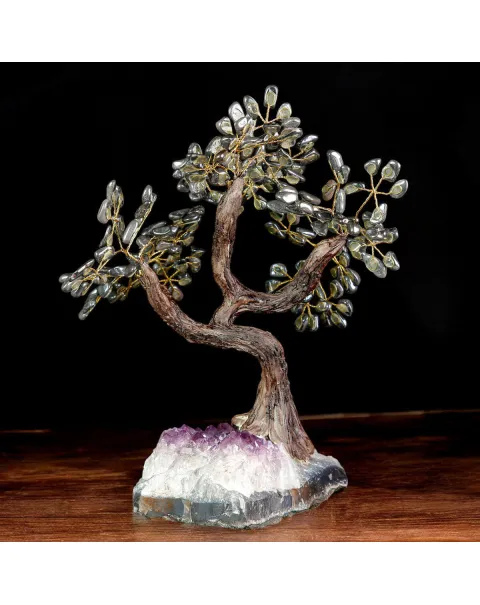 Albero Bonsai in Ematite su Base di Ametista – Elemento Feng Shui.