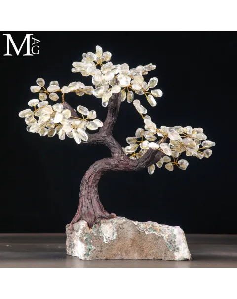 Albero della Vita - foglie in Quarzo e base di Ametista naturale.