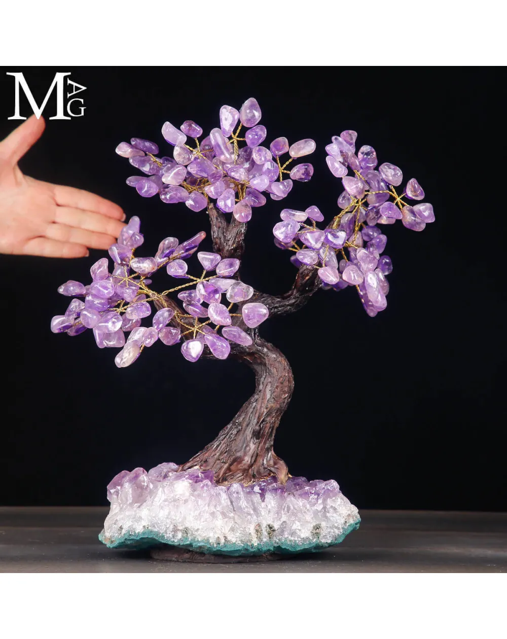 Albero della Vita con foglie in ametista – cristalli naturali.