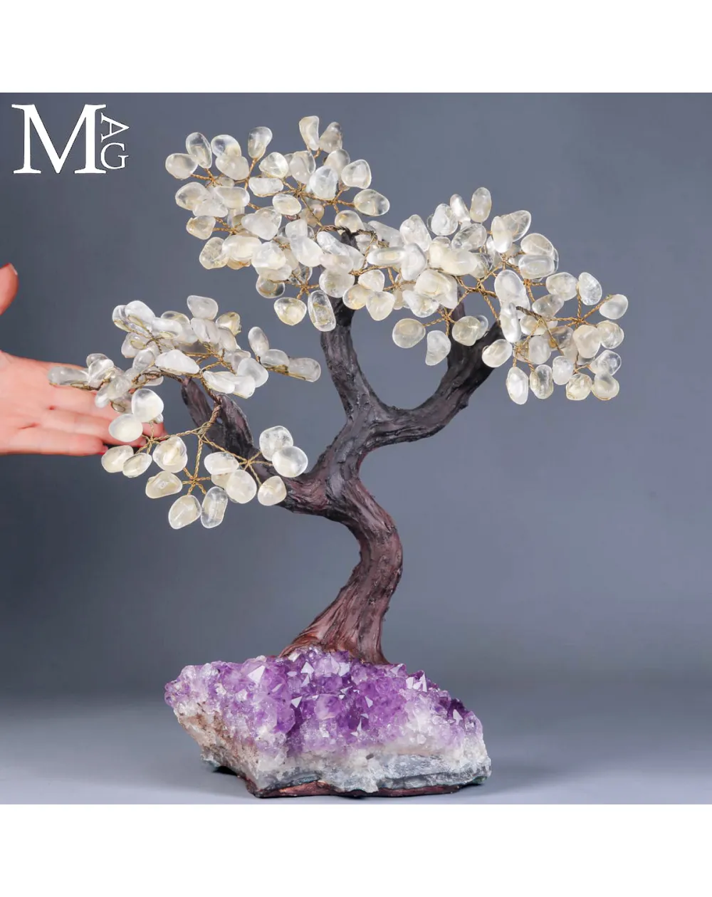 Albero Bonsai in Quarzo su Drusa di Ametista.