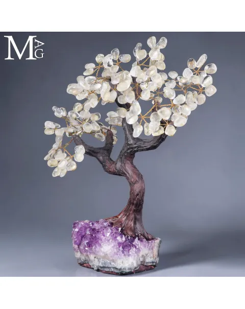Albero Bonsai in Quarzo su Drusa di Ametista.