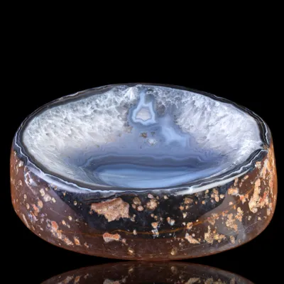 Vasca in Agata Naturale Blu con Cristalli.