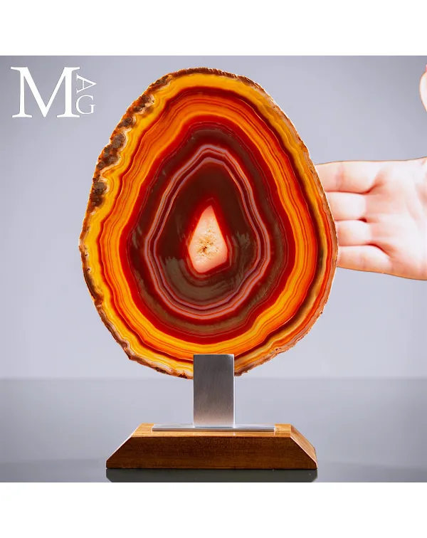 Fetta di Geode di Agata a Bande Concentriche su Ba...