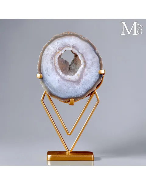 Fetta di Geode di Agata su Supporto di Design.