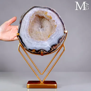 Fetta di Geode di Agata del Brasile su Supporto De...