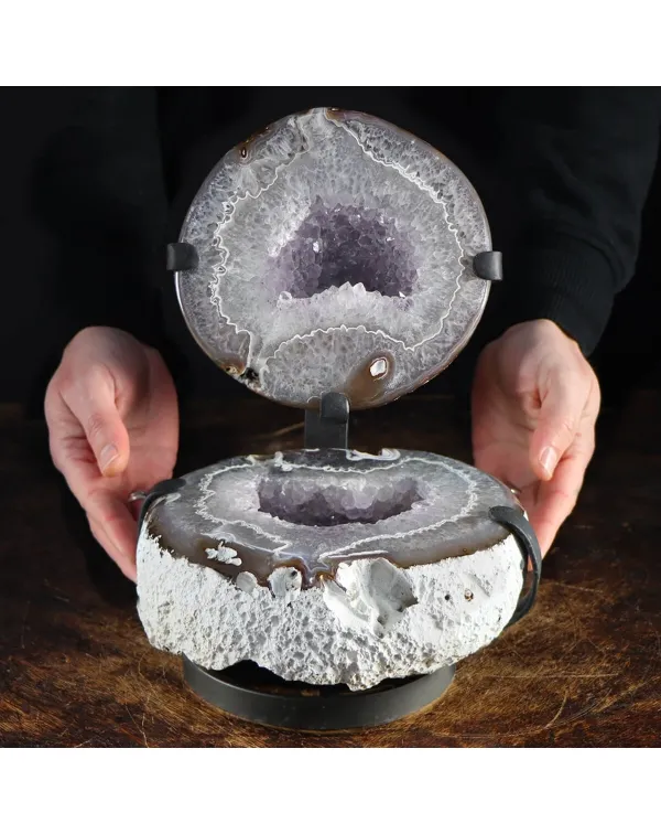 Geode Agata Sezionata su base