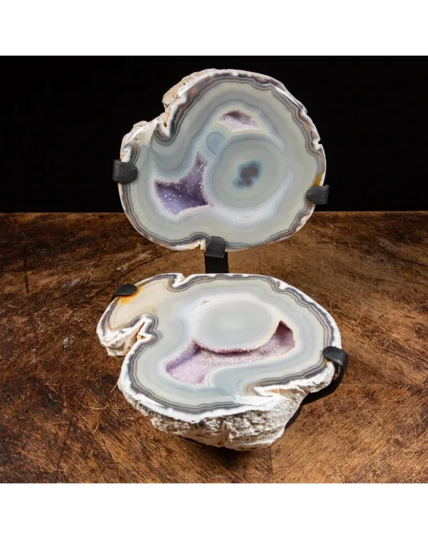 Geode Agata Sezionata Su Base