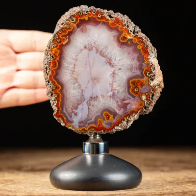Geode Agata Rossa su base Decorativa