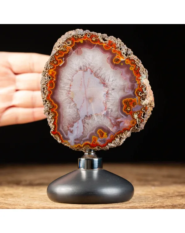 Geode Agata Rossa su base Decorativa