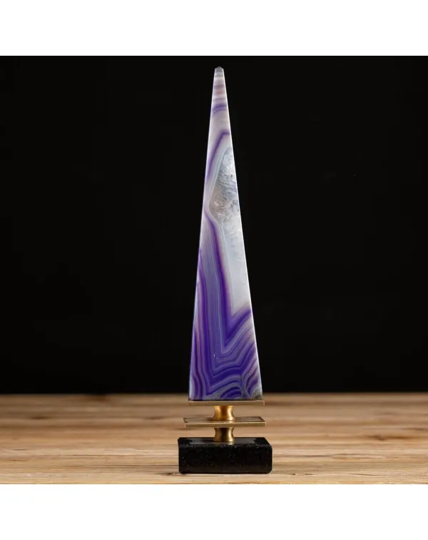 Obelisco Agata Viola su Base di Marmo 