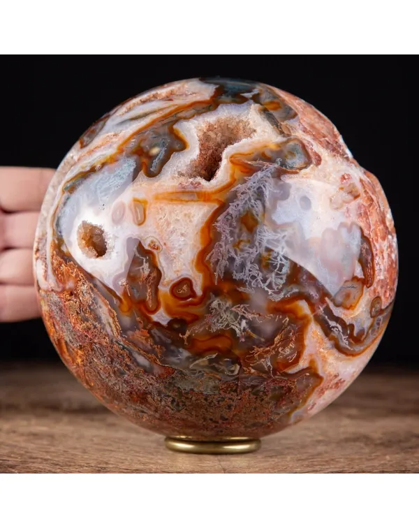Rara Sfera di Agata Muschiata rossa