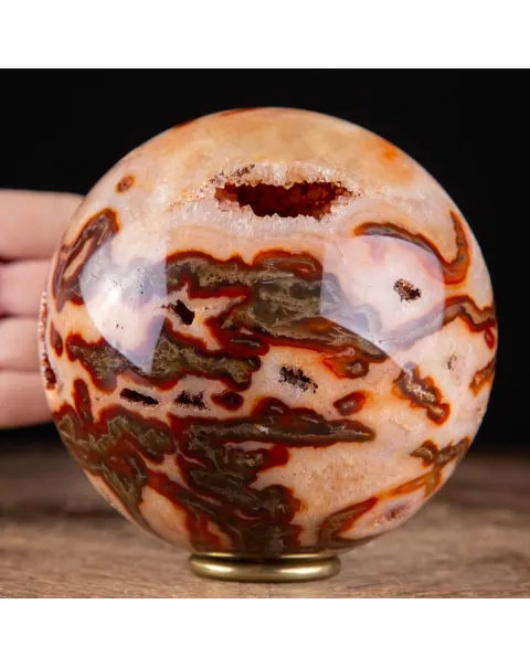Rara Sfera di Agata Muschiata rossa