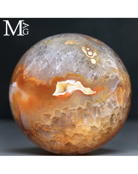 Sfera in Agata e Quarzo Ferruginoso – Geode Naturale.