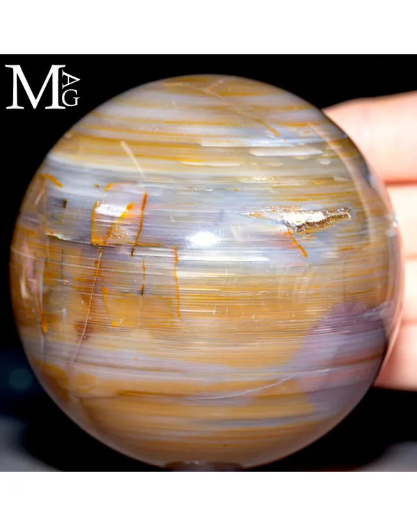 Sfera in Agata Naturale – Toni Miele, Lilla e Tr...