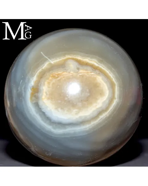Sfera in Agata Naturale – Toni Grigi, Crema e Striature Terrose
