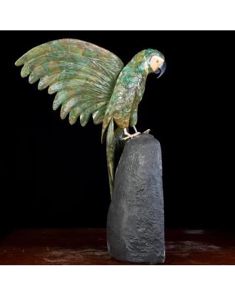 Bellissima Ara Verde su Drusa di Ametista.