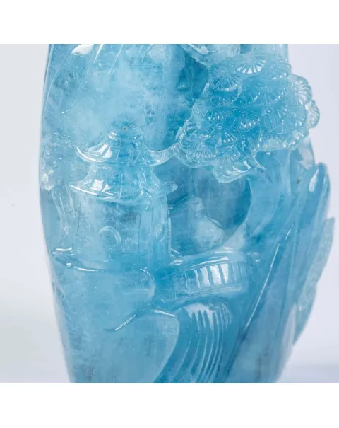 Intaglio in Acquamarina paesaggio Giapponese
