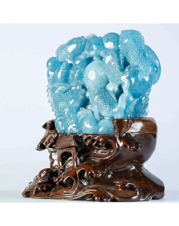 Intaglio in Acquamarina Carpe Koi
