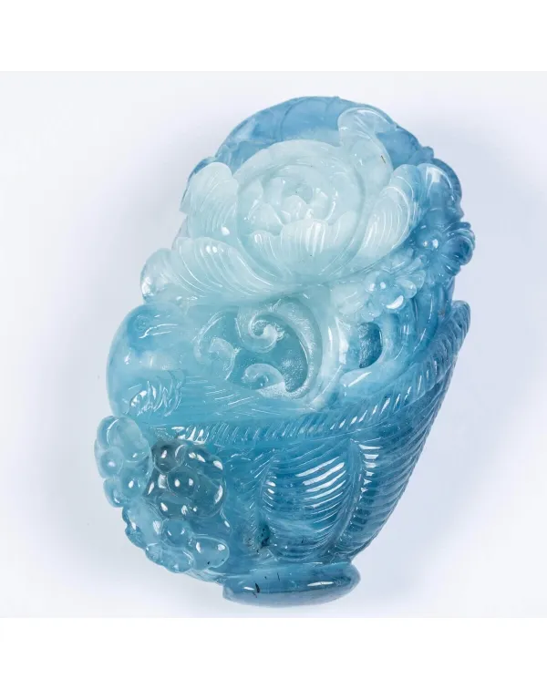 Intaglio In Acquamarina Fiore Di Peonia