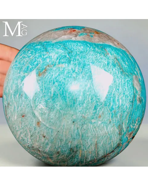 Sfera in Amazzonite con Quarzo Fumé - Madagascar