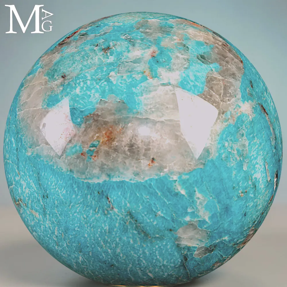 Sfera in Amazzonite con Quarzo Fumé - Madagascar