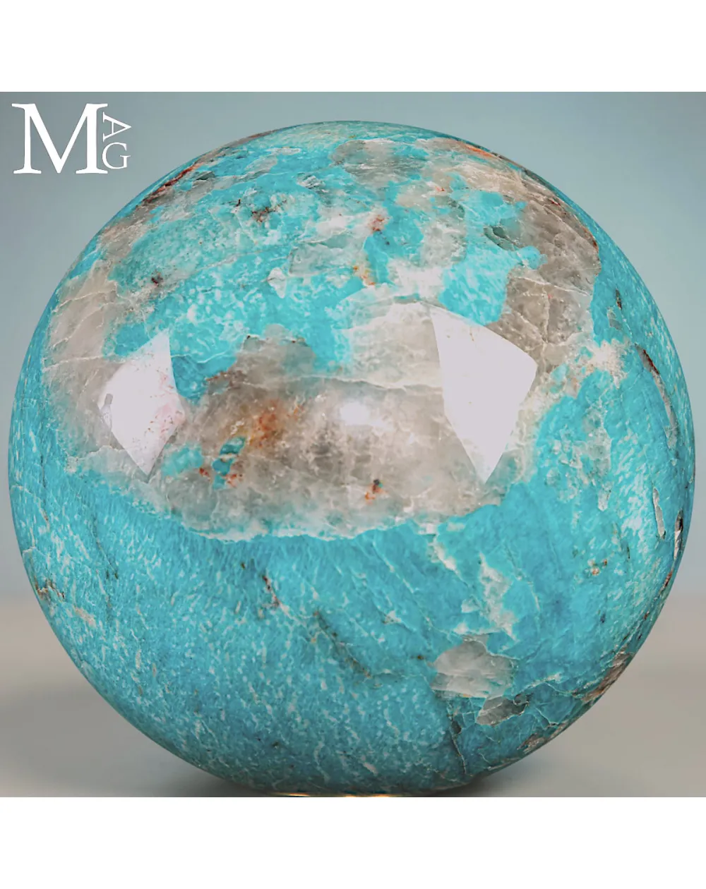 Sfera in Amazzonite con Quarzo Fumé - Madagascar
