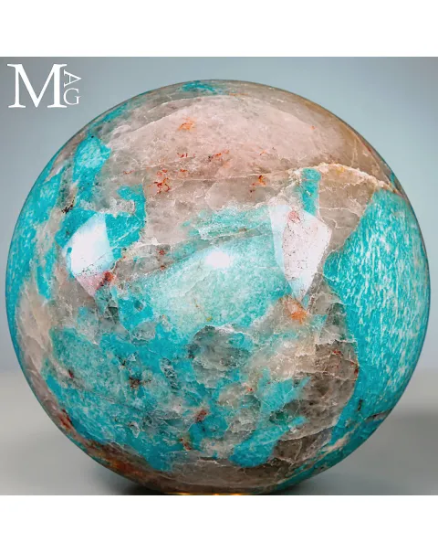 Sfera in Amazzonite con Quarzo Fumé - Madagascar