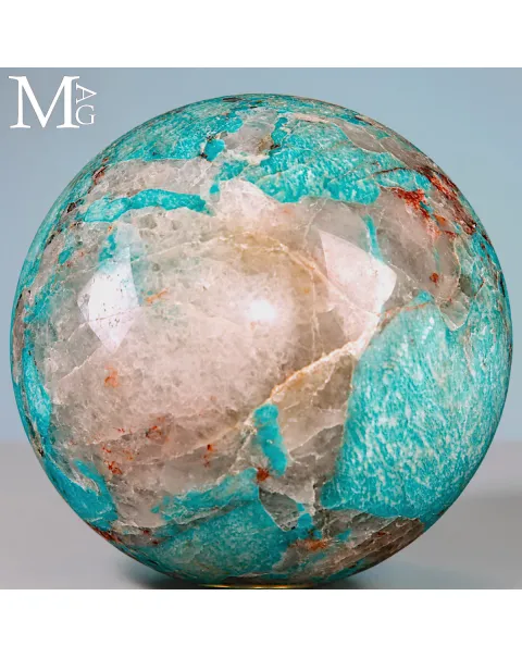 Sfera in Amazzonite con Quarzo Fumé - Madagascar