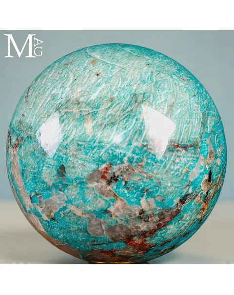 Sfera in Amazzonite con Quarzo Fumé - Madagascar