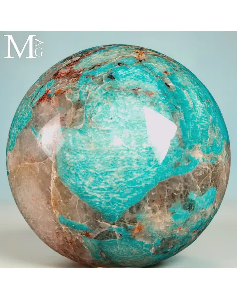 Sfera in Amazzonite con Quarzo Fumé - Madagascar