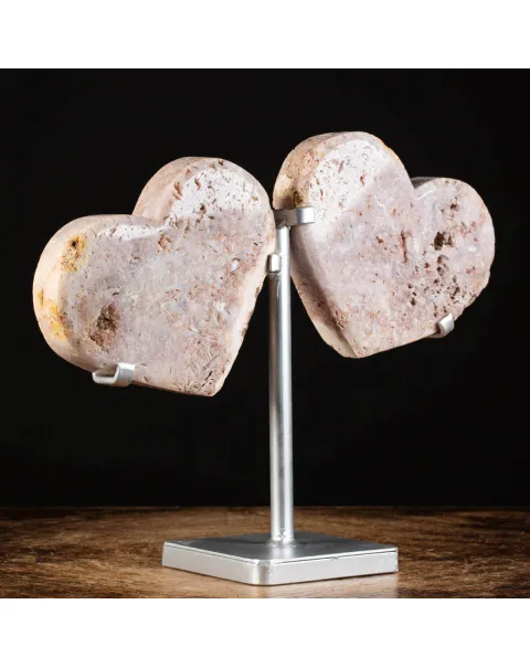 Doppio Cuore di Ametista Rosa - Simbolo di Amore e Armonia.