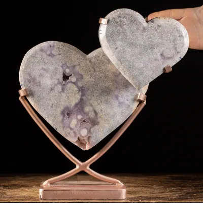 Coppia di Cuori in Ametista Rosa - L'Unione dei Sentimenti: