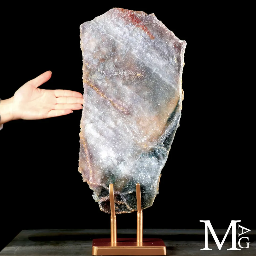 Particolare Lastra di Geode in Ametista su Base Metallica