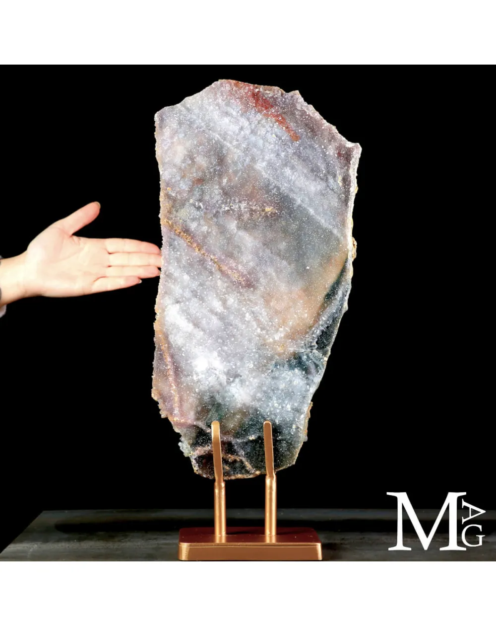 Particolare Lastra di Geode in Ametista su Base Metallica