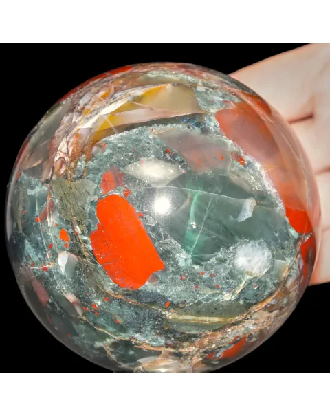 Sfera di Diaspro Sangue di Drago – Connessione con la Natura.