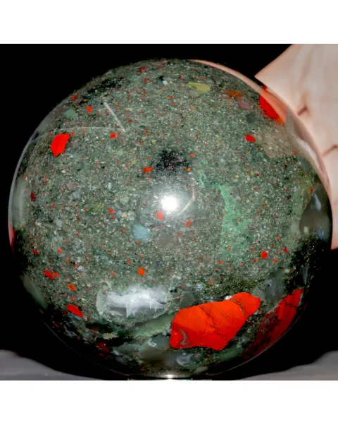 Sfera Decorativa in Diaspro Sangue di Drago, Sudafrica - Una Fusione di Natura e Mito..