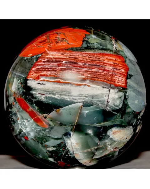 Sfera in Diaspro Sangue di Drago del Sudafrica - Eleganza Esotica per Collezionisti.