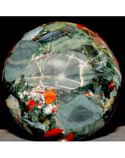 Sfera in Diaspro Sangue di Drago del Sudafrica - Eleganza Esotica per Collezionisti.